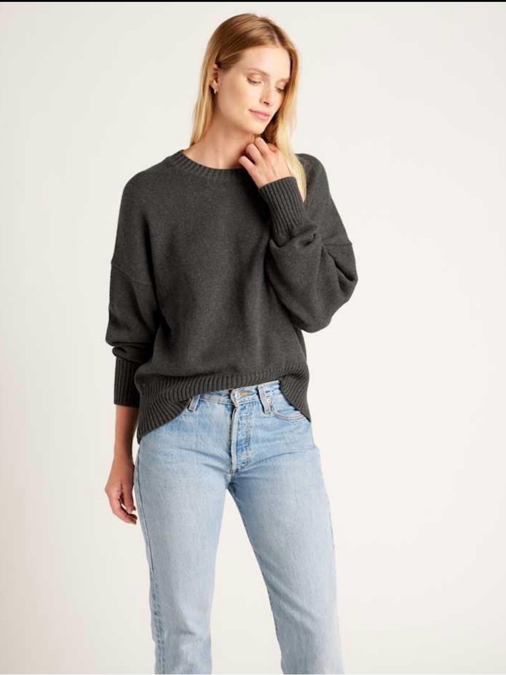 jenni kayne Everyday Sweater Charcoal Crewneck Sweater - Classic size M